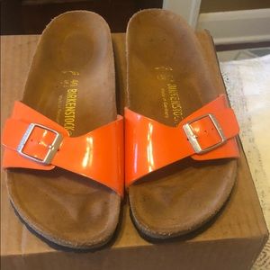 Orange leather Birkenstock’s size 40